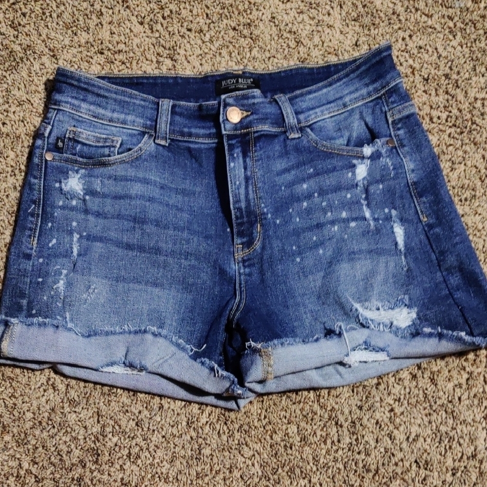 Judy Blue Women's Distressed Blue Denim Shorts